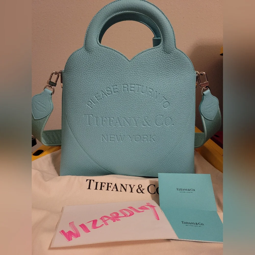 JAPAN 🪷 LIMTIED 2WAY TIFFANY & CO Blue Leather Medium Tote Bag NEW - Picture 3 of 13